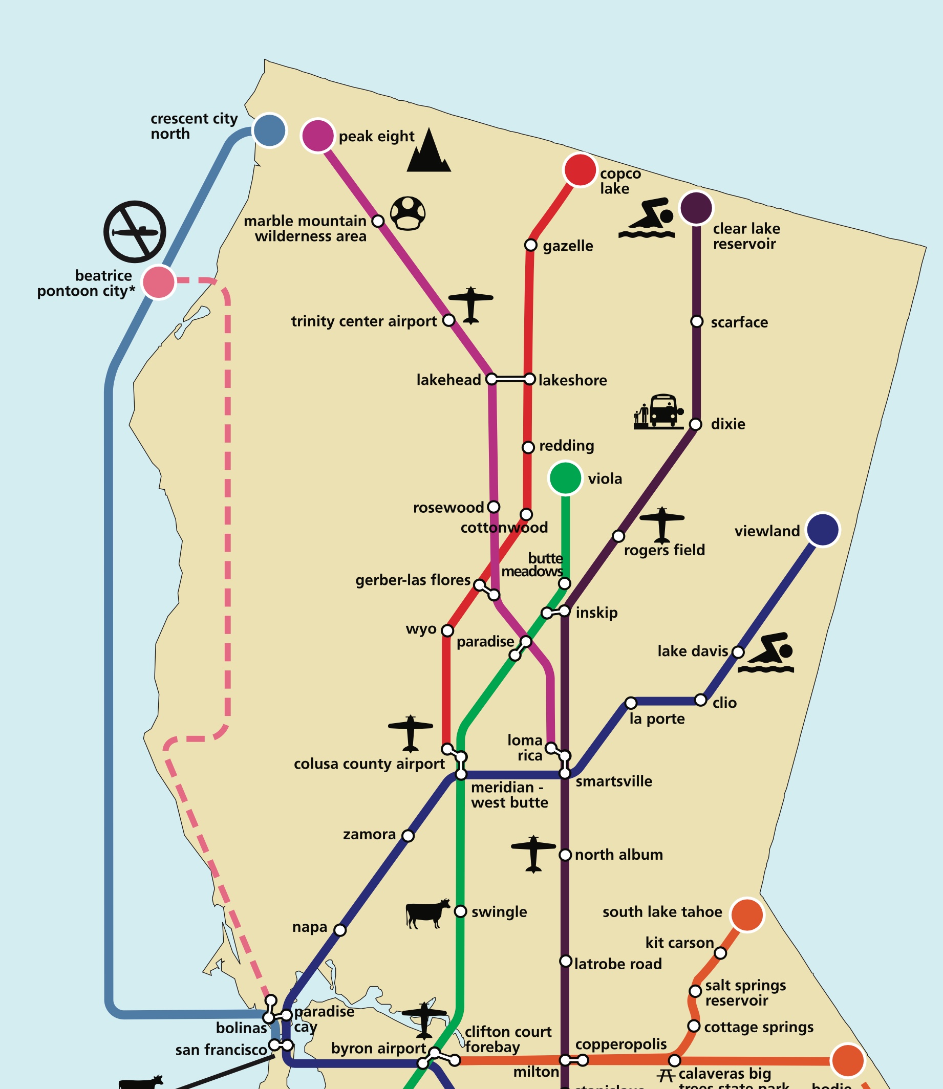 The Crescent City to Bolinas underwater line should probably exist in real life.