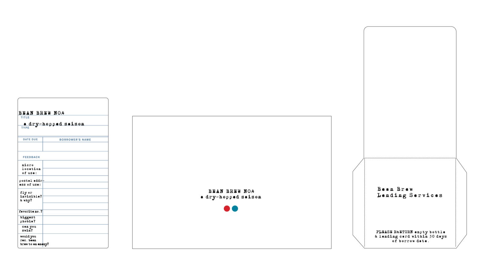 The first prototype for the drinking survey and envelope.
