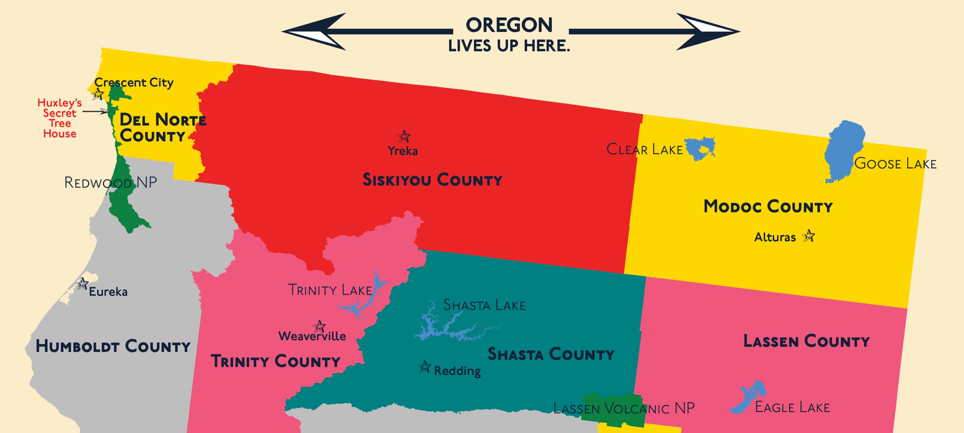 The map's Easter Egg, nestled in Redwood National Park.