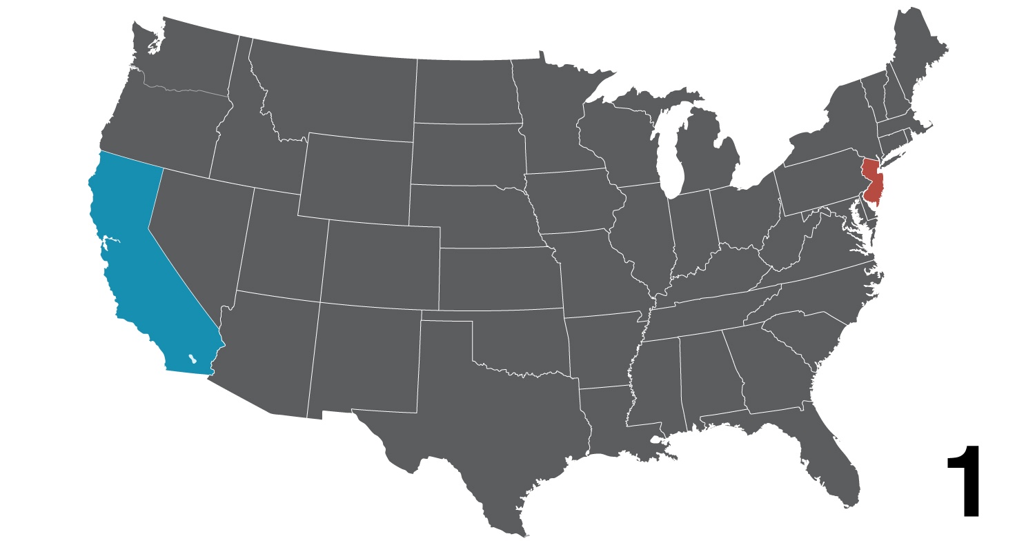 Two states eyeing each other from across the country.