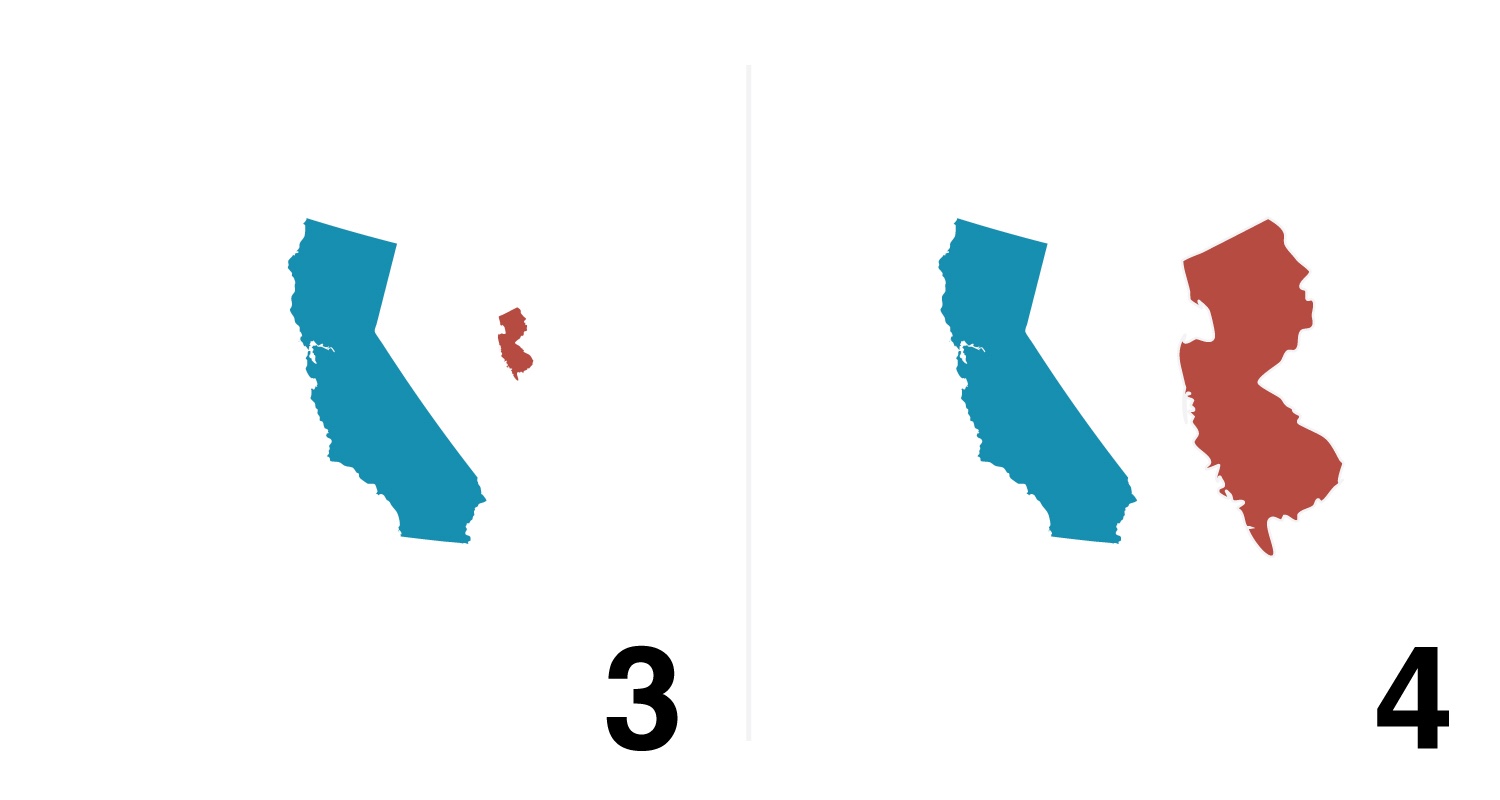 Rotate New Jersey. And Magnify. Voilà! New California is born.