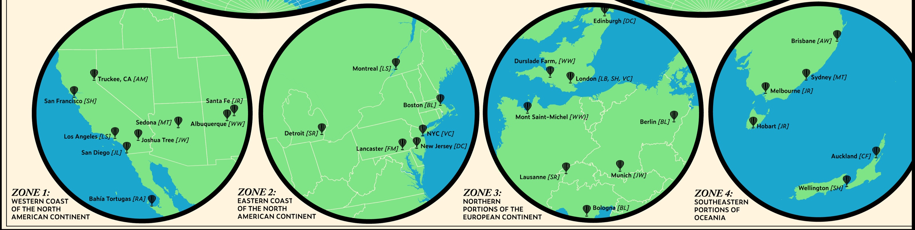 Zones 1–4, up close