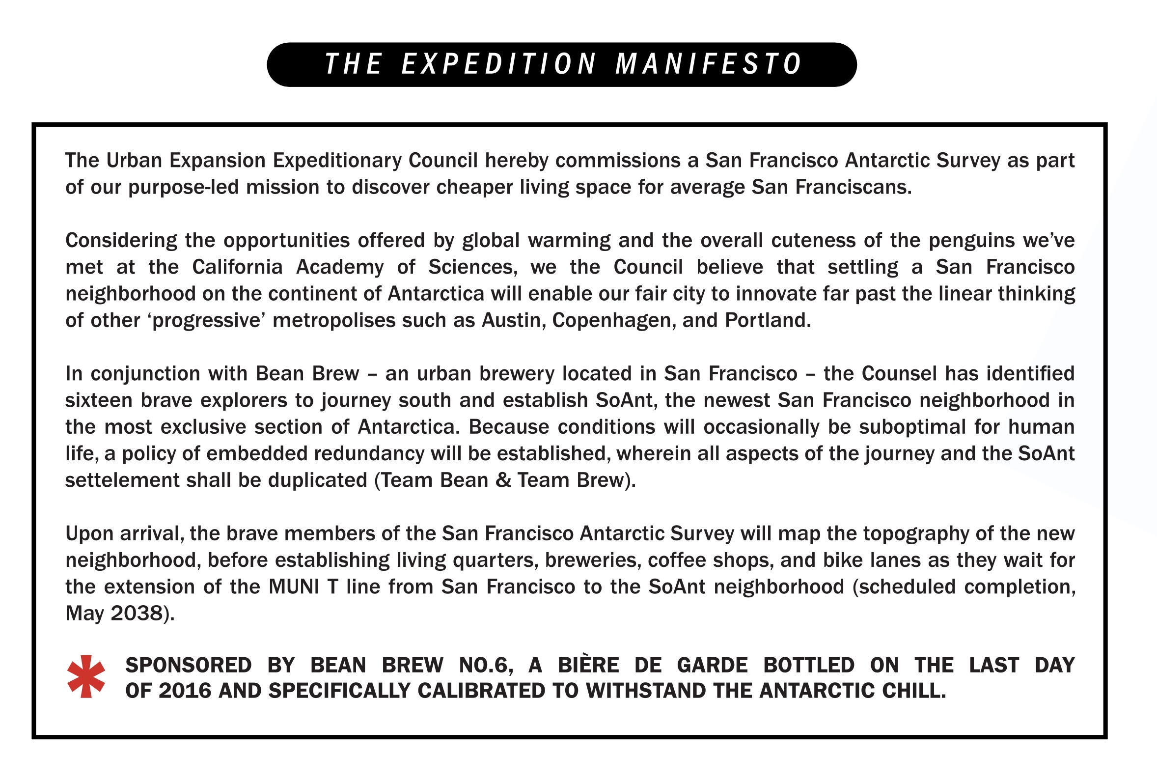 The Expedition's noble manifesto