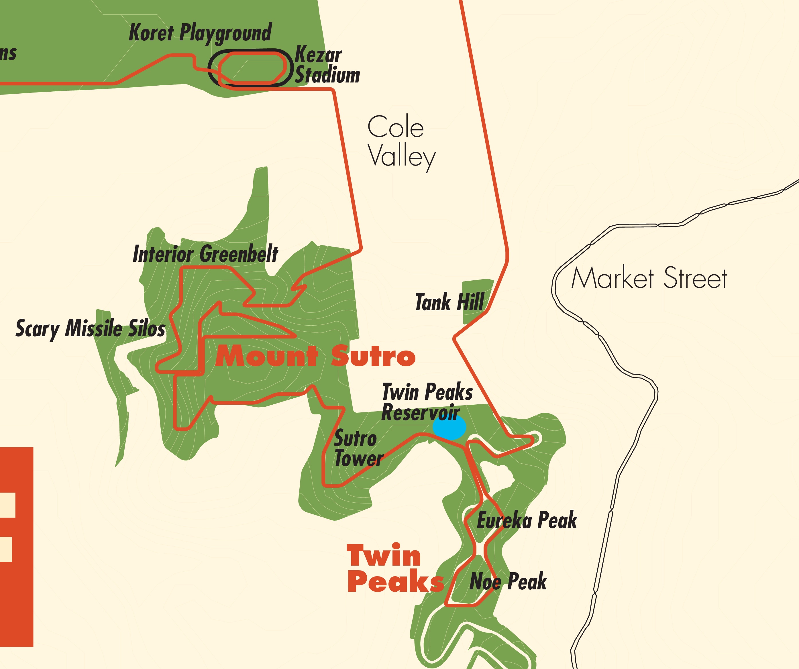 Check out the complete orbit of the Kezar track, before heading up Twin Peaks.